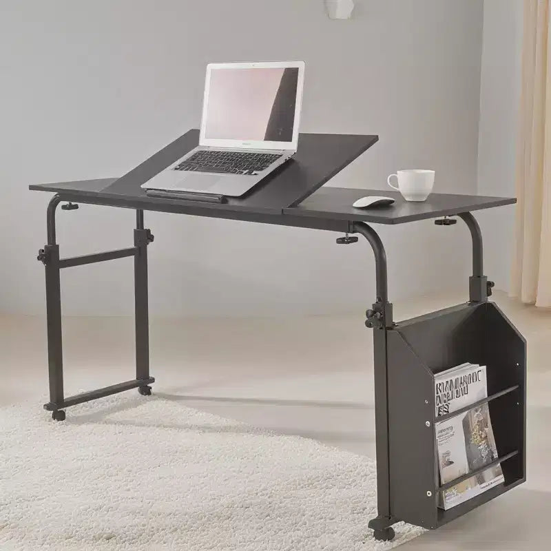 Adjustable Overbed Table with Wheels - Tiltable Laptop Desk for Home/Hospital/Office (24-35 Height, 350Lbs Capacity, 1-Pack)