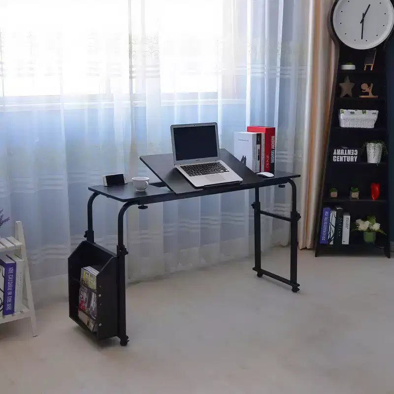 Adjustable Overbed Table with Wheels - Tiltable Laptop Desk for Home/Hospital/Office (24-35 Height, 350Lbs Capacity, 1-Pack)