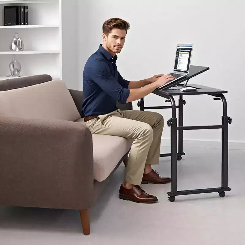 Adjustable Overbed Table with Wheels - Tiltable Laptop Desk for Home/Hospital/Office (24-35 Height, 350Lbs Capacity, 1-Pack)