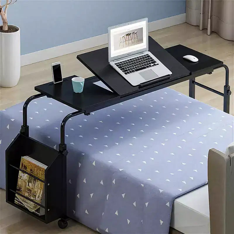 Adjustable Overbed Table with Wheels - Tiltable Laptop Desk for Home/Hospital/Office (24-35 Height, 350Lbs Capacity, 1-Pack)
