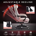 Chaise de bureau rose fleur de cerisier avec repose-pieds, chaise d'ordinateur ergonomique avec support lombaire et appui-tête, base pivotante à 360° et chaises de direction réglables en hauteur