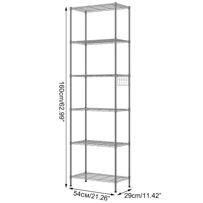HOMDOX 6-Tier Wire Shelving Unit 21.26L x 11.42W x 62.99H Heavy Duty Metal Storage Rack for Garage Kitchen Bathroom Living Room