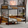Okak 82IN Twin-Over-Twin/Full-Over-Queen/Queen Industrail Metal Bunk Bed, Detachable Twin Bed with Safety Guardrails and Ladder, Bed Frames for Teens