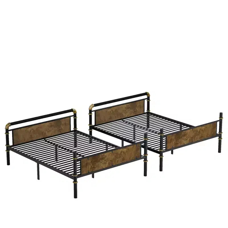 Okak 82IN Twin-Over-Twin/Full-Over-Queen/Queen Industrail Metal Bunk Bed, Detachable Twin Bed with Safety Guardrails and Ladder, Bed Frames for Teens