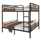 Okak 82IN Twin-Over-Twin/Full-Over-Queen/Queen Industrail Metal Bunk Bed, Detachable Twin Bed with Safety Guardrails and Ladder, Bed Frames for Teens