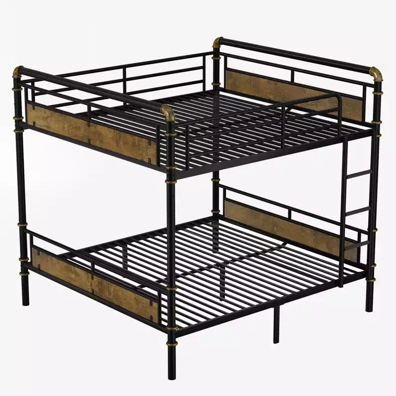 Okak 82IN Twin-Over-Twin/Full-Over-Queen/Queen Industrail Metal Bunk Bed, Detachable Twin Bed with Safety Guardrails and Ladder, Bed Frames for Teens