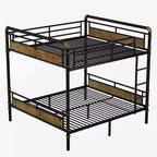 Okak 82IN Twin-Over-Twin/Full-Over-Queen/Queen Industrail Metal Bunk Bed, Detachable Twin Bed with Safety Guardrails and Ladder, Bed Frames for Teens