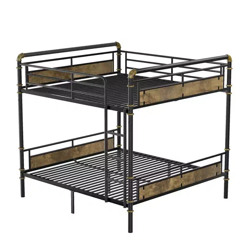 Okak 82IN Twin-Over-Twin/Full-Over-Queen/Queen Industrail Metal Bunk Bed, Detachable Twin Bed with Safety Guardrails and Ladder, Bed Frames for Teens