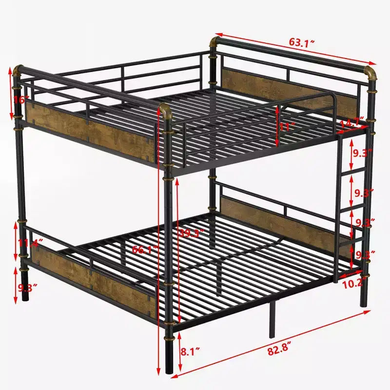 Okak 82IN Twin-Over-Twin/Full-Over-Queen/Queen Industrail Metal Bunk Bed, Detachable Twin Bed with Safety Guardrails and Ladder, Bed Frames for Teens