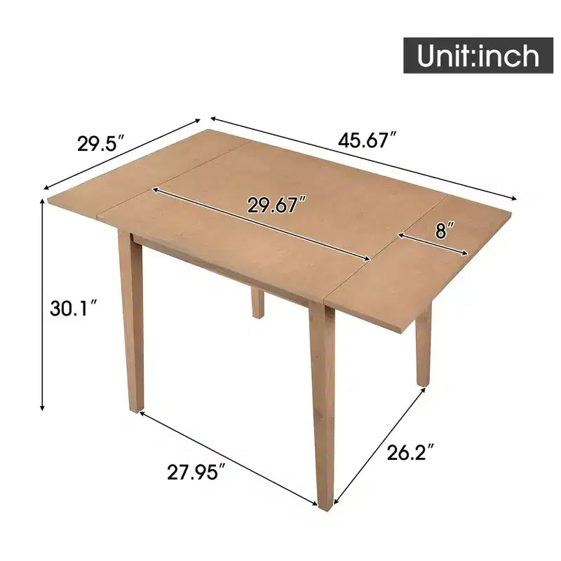 Okak 30X45IN Ensemble de table à manger extensible minimaliste pour 4, table de cuisine avec pieds en bois d'hévéa, table pliante pour salle à manger, petits espaces