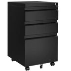 3-Drawer Mobile File Cabinet with Lock, Under Desk Lateral Storage for Legal/A4/Letter Files