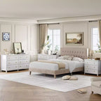 Commode à 7 tiroirs pour chambre à coucher, commode de 137 cm de large avec armoire de rangement pour vêtements, blanc