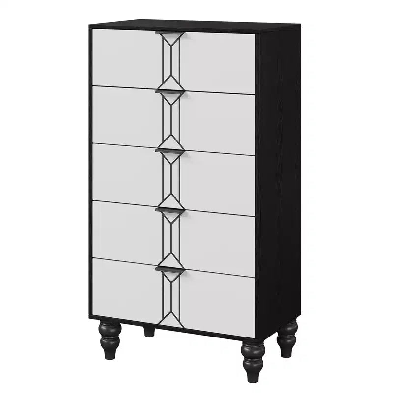 Commode à 5 tiroirs, commode haute moderne en bois avec tiroirs profonds, chiffonnier pour chambre à coucher, salon, couloir, entrée