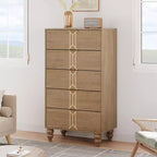 Commode à 5 tiroirs, commode haute moderne en bois avec tiroirs profonds, chiffonnier pour chambre à coucher, salon, couloir, entrée