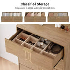 Commode à 5 tiroirs, commode haute moderne en bois avec tiroirs profonds, chiffonnier pour chambre à coucher, salon, couloir, entrée