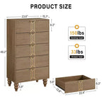 Commode à 5 tiroirs, commode haute moderne en bois avec tiroirs profonds, chiffonnier pour chambre à coucher, salon, couloir, entrée