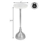 JONATHAN Y Ava 23.75 Table d'appoint contemporaine Art déco en métal avec plateau rond en marbre blanc et base martelée
