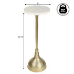 JONATHAN Y Ava 23.75 Table d'appoint contemporaine Art déco en métal avec plateau rond en marbre blanc et base martelée