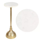 JONATHAN Y Ava 23.75 Table d'appoint contemporaine Art déco en métal avec plateau rond en marbre blanc et base martelée