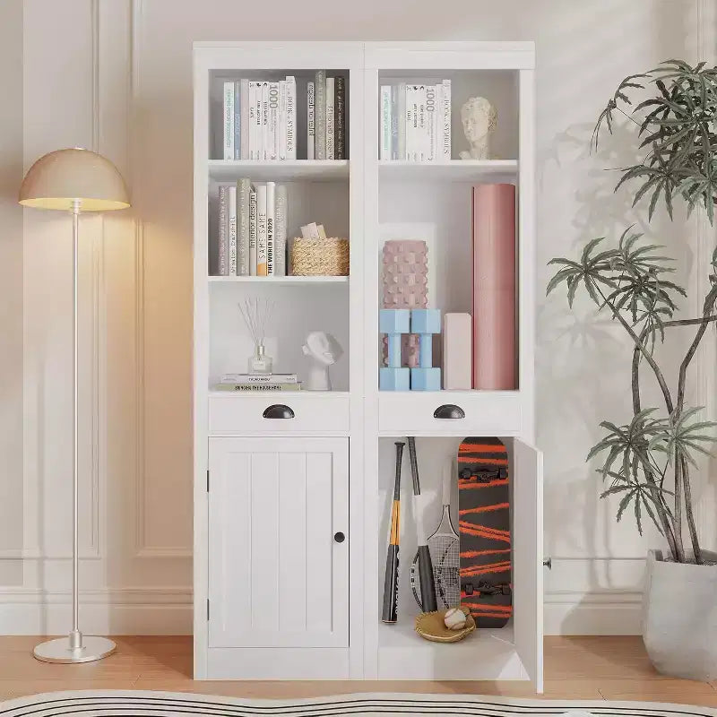 71-Inch Tall Bookcase with Cabinet, 3-Shelf Bookshelf & Spacious Storage Cabinet, Modern Sideboard with Adjustable Shelves for Living Room