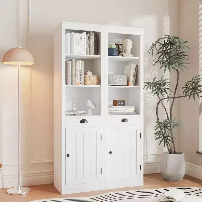 71-Inch Tall Bookcase with Cabinet, 3-Shelf Bookshelf & Spacious Storage Cabinet, Modern Sideboard with Adjustable Shelves for Living Room