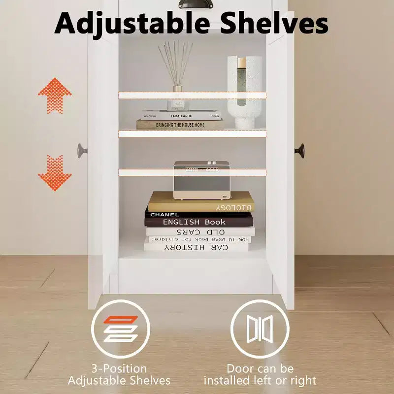 71-Inch Tall Bookcase with Cabinet, 3-Shelf Bookshelf & Spacious Storage Cabinet, Modern Sideboard with Adjustable Shelves for Living Room