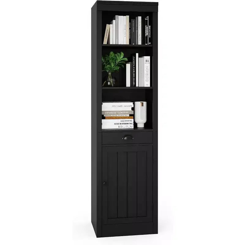 71-Inch Tall Bookcase with Cabinet, 3-Shelf Bookshelf & Spacious Storage Cabinet, Modern Sideboard with Adjustable Shelves for Living Room