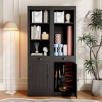 71-Inch Tall Bookcase with Cabinet, 3-Shelf Bookshelf & Spacious Storage Cabinet, Modern Sideboard with Adjustable Shelves for Living Room