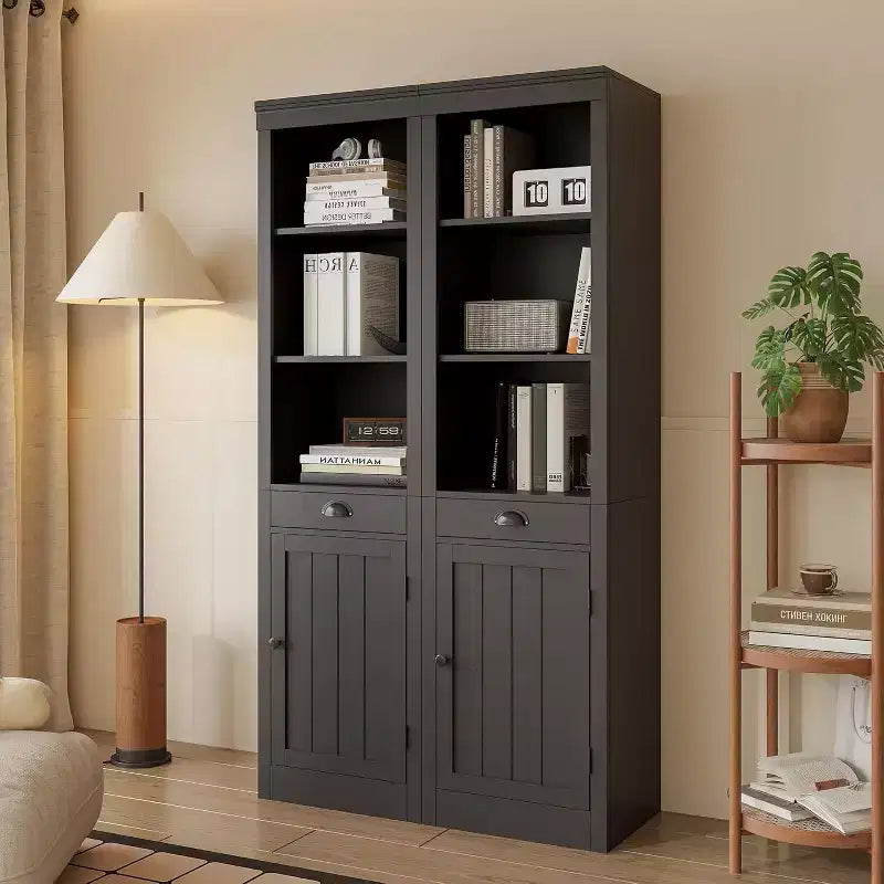 71-Inch Tall Bookcase with Cabinet, 3-Shelf Bookshelf & Spacious Storage Cabinet, Modern Sideboard with Adjustable Shelves for Living Room