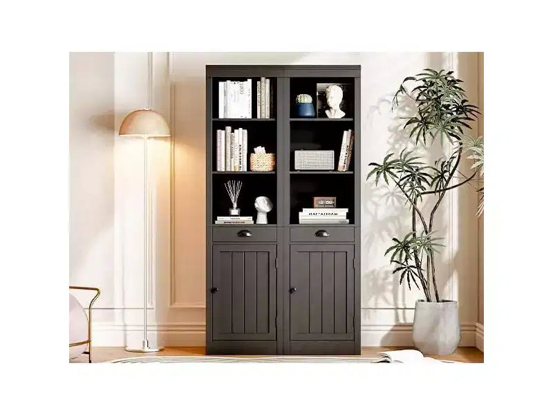 71-Inch Tall Bookcase with Cabinet, 3-Shelf Bookshelf & Spacious Storage Cabinet, Modern Sideboard with Adjustable Shelves for Living Room