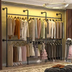 Besiost Corner Wall Mounted Closet System, Pipe Clothing Rack with Hanging