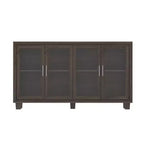 Placard de cuisine Famapy avec porte vitrée, buffet de cuisine, armoire de rangement multi-étagères pour l'organisation, pour salle à manger, marron/blanc
