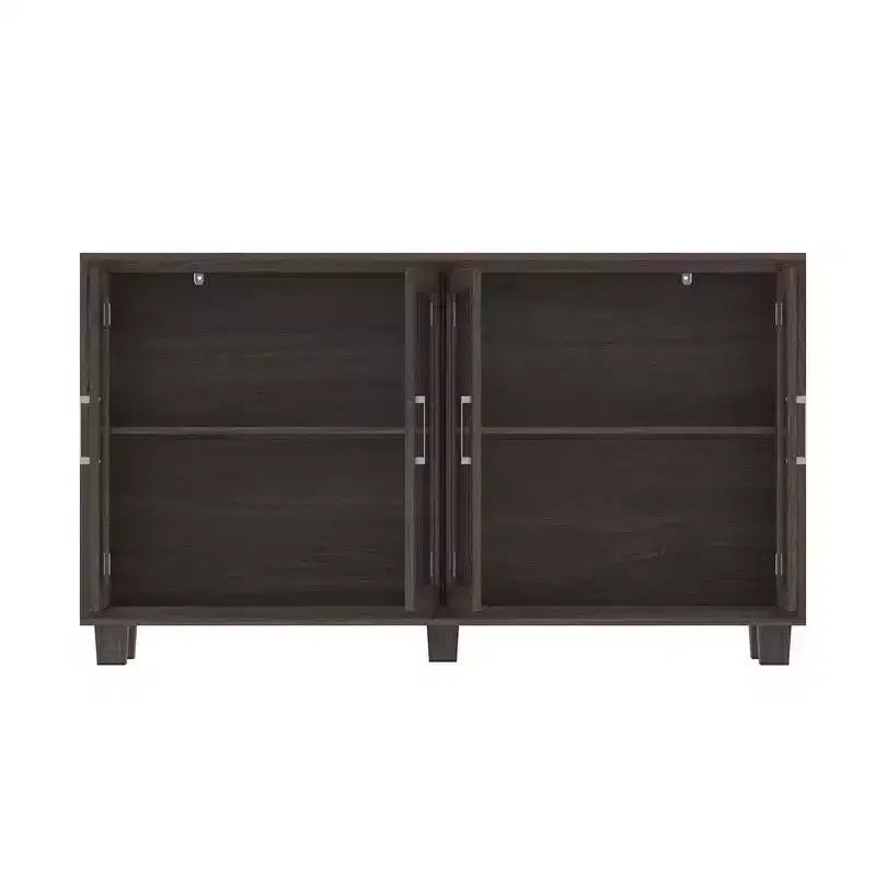 Placard de cuisine Famapy avec porte vitrée, buffet de cuisine, armoire de rangement multi-étagères pour l'organisation, pour salle à manger, marron/blanc