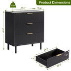 Wave Fluted 6 Drawer Dresser, Wide Wood Double Dresser with Metal Legs and Handles, Modern Chest of Drawers with Anti-Tipping Design