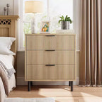 Wave Fluted 6 Drawer Dresser, Wide Wood Double Dresser with Metal Legs and Handles, Modern Chest of Drawers with Anti-Tipping Design
