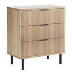 Wave Fluted 6 Drawer Dresser, Wide Wood Double Dresser with Metal Legs and Handles, Modern Chest of Drawers with Anti-Tipping Design
