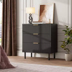 Wave Fluted 6 Drawer Dresser, Wide Wood Double Dresser with Metal Legs and Handles, Modern Chest of Drawers with Anti-Tipping Design