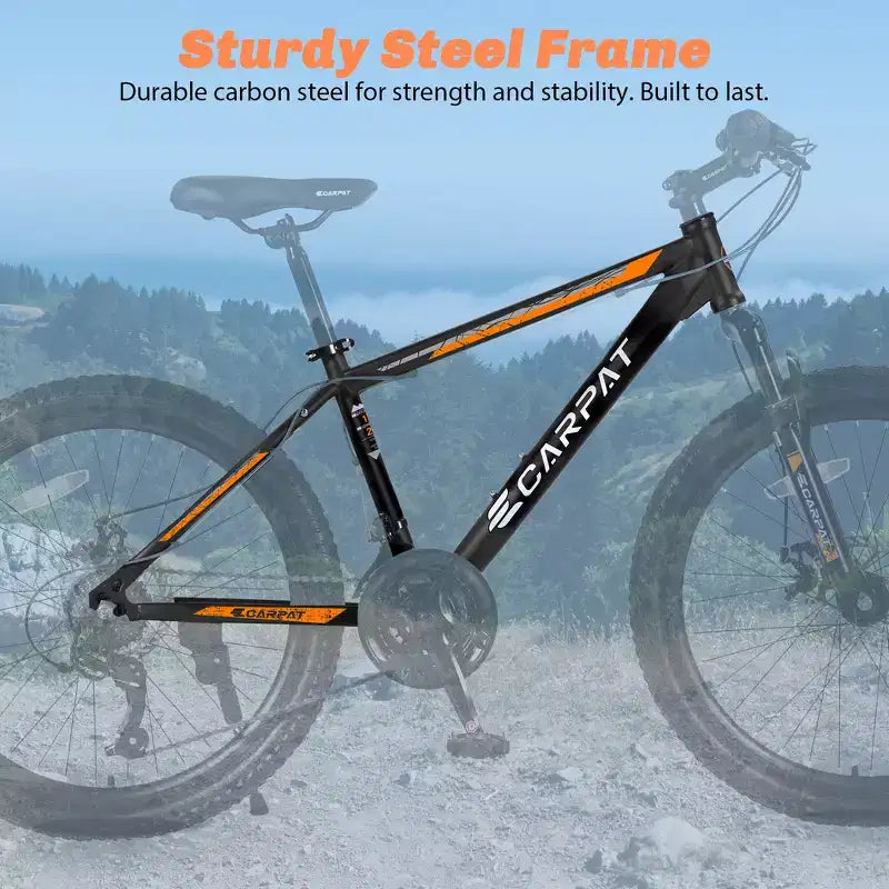 VTT Zeus & Ruta 26 avec 21 vitesses, double suspension, cadre en acier à haute teneur en carbone, pour adultes et adolescents