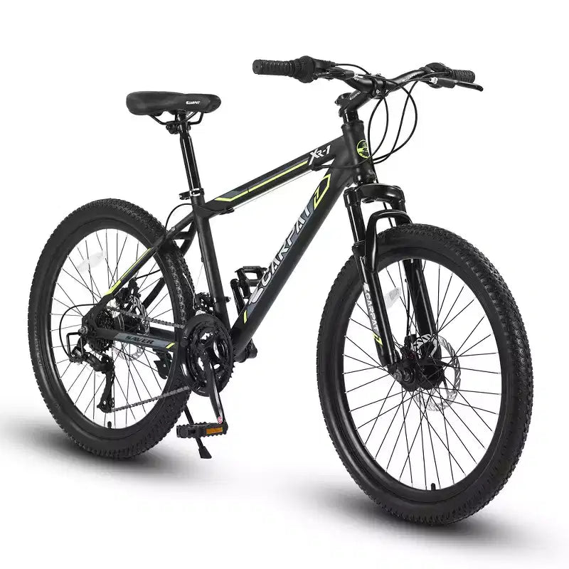 VTT Zeus & Ruta 24 avec 21 vitesses, double frein à disque, cadre en acier durable pour garçons et filles