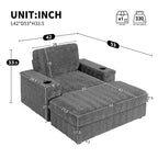 GDFStudio David 42 Méridienne inclinable d'intérieur avec pouf de rangement