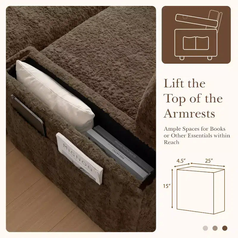 GDFStudio David 42 Méridienne inclinable d'intérieur avec pouf de rangement
