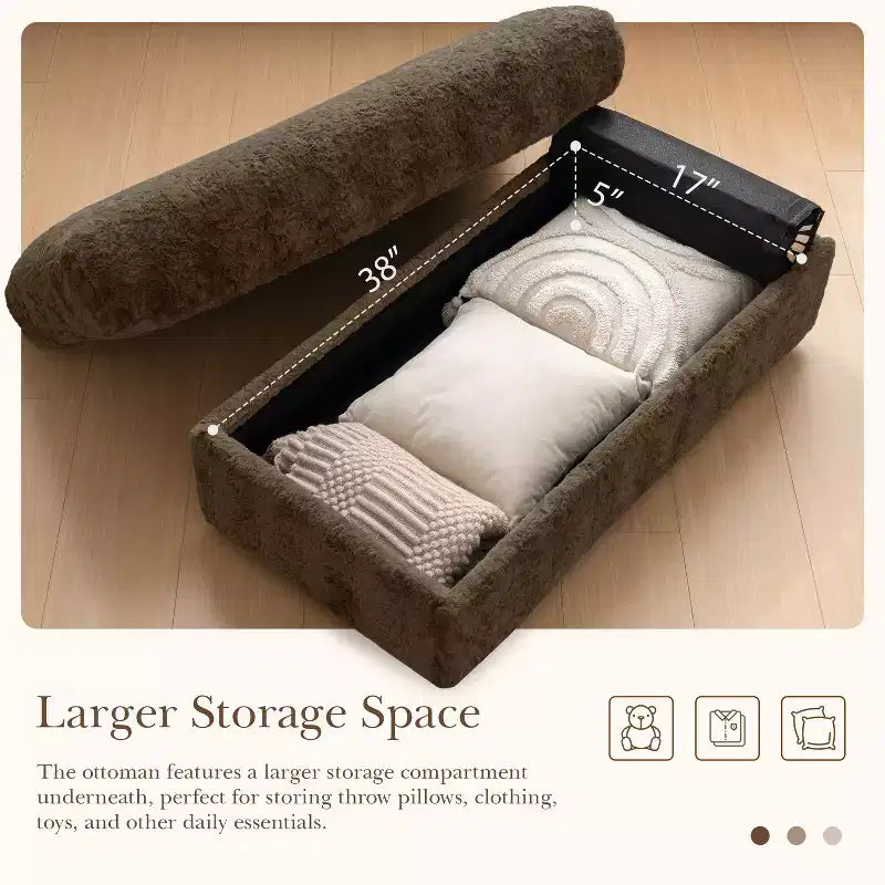 GDFStudio David 42 Méridienne inclinable d'intérieur avec pouf de rangement