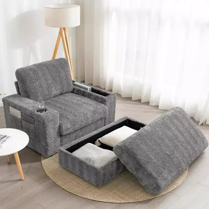 GDFStudio David 42 Méridienne inclinable d'intérieur avec pouf de rangement