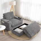 GDFStudio David 42 Méridienne inclinable d'intérieur avec pouf de rangement