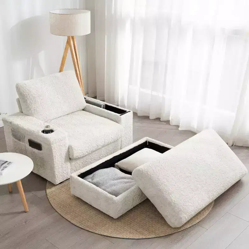 GDFStudio David 42 Méridienne inclinable d'intérieur avec pouf de rangement