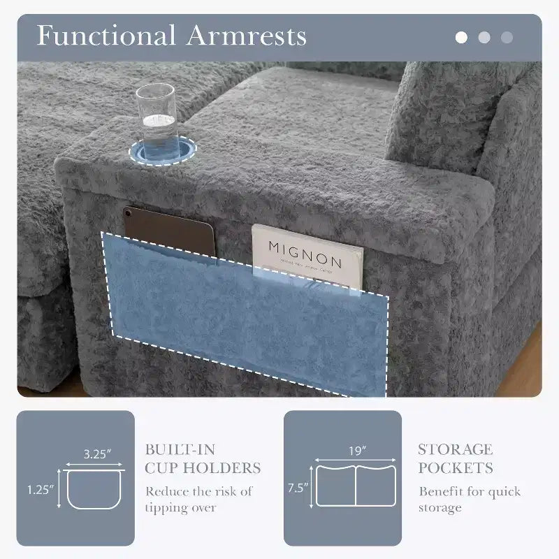 GDFStudio David 42 Méridienne inclinable d'intérieur avec pouf de rangement