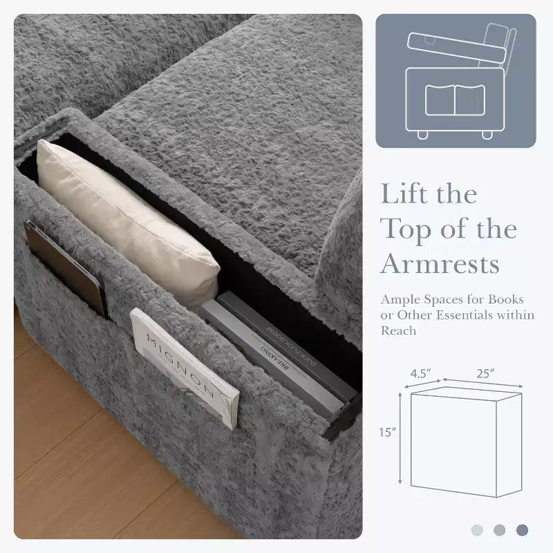 GDFStudio David 42 Méridienne inclinable d'intérieur avec pouf de rangement