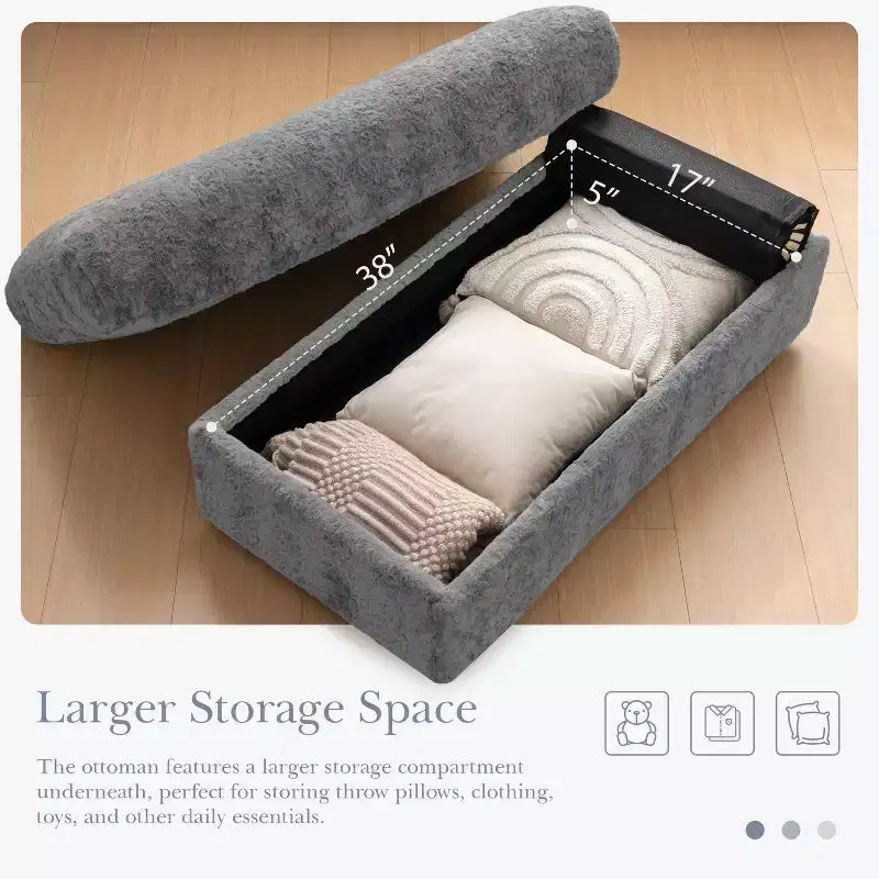 GDFStudio David 42 Méridienne inclinable d'intérieur avec pouf de rangement