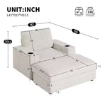 GDFStudio David 42 Méridienne inclinable d'intérieur avec pouf de rangement