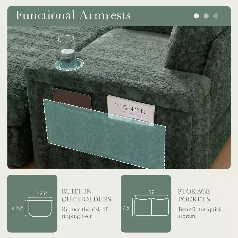 GDFStudio David 42 Méridienne inclinable d'intérieur avec pouf de rangement